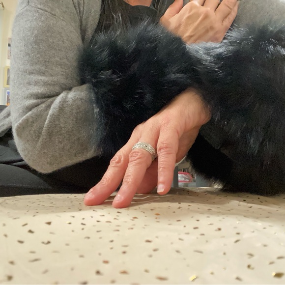 Qi Cashmere Cashmere & Fox-Fur Cuff Cardigan Sweater / Size XSmall - Picture 11 of 17